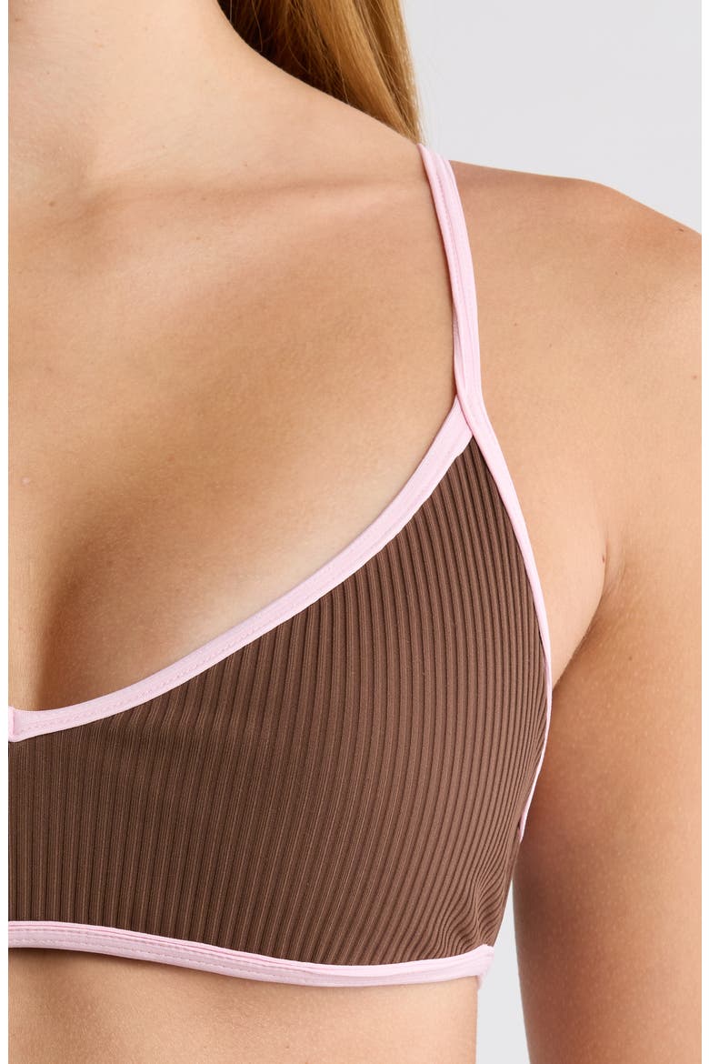 Bree Rib Bikini Top, Alternate, color, CHESTNUT BROWN / ORCHID PINK