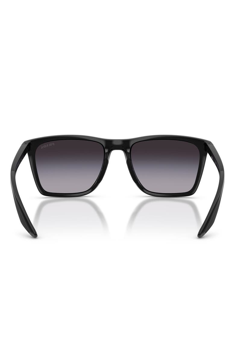 Prada Linea Rossa 56mm Pillow Sunglasses, Alternate, color, Black / Grey Gradient