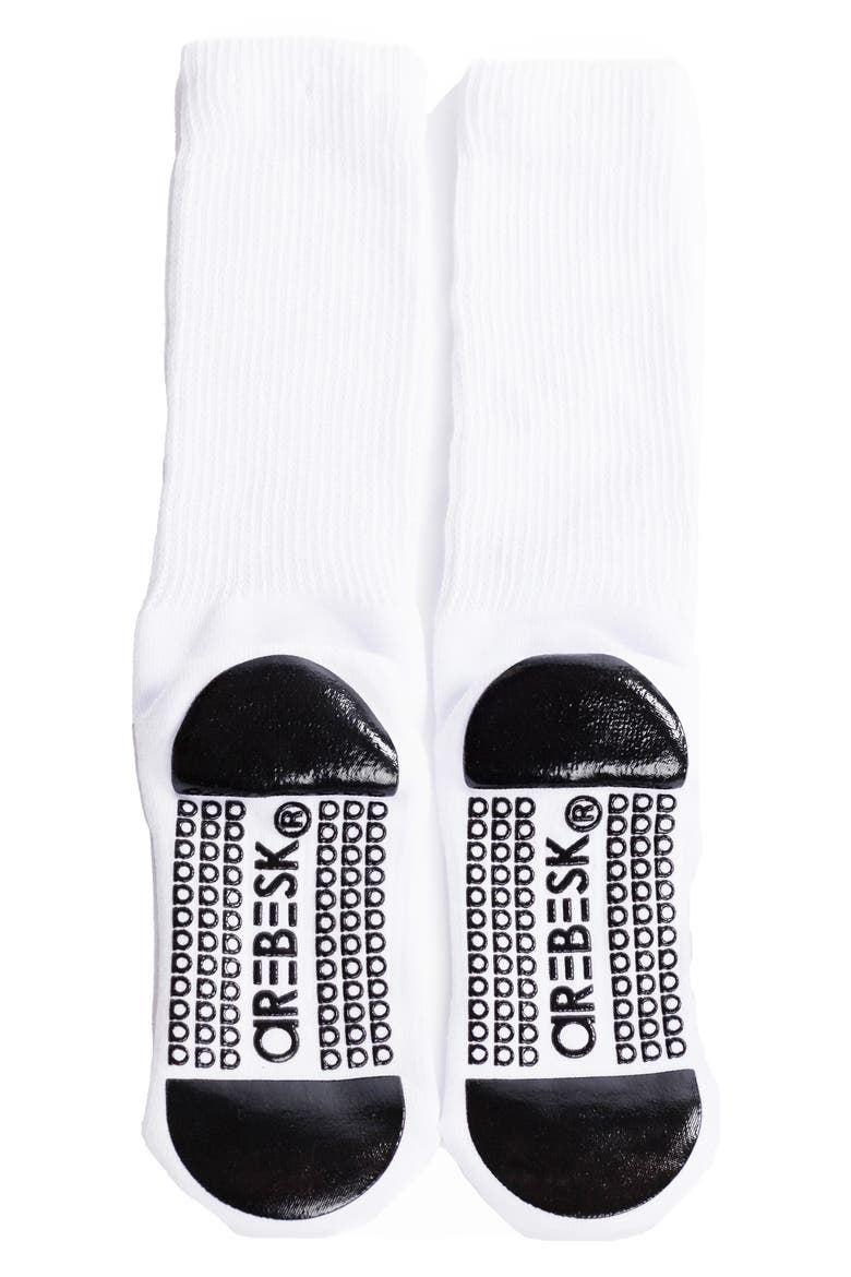 Seashell Slouchy Grip Crew Socks, Alternate, color, WHITE