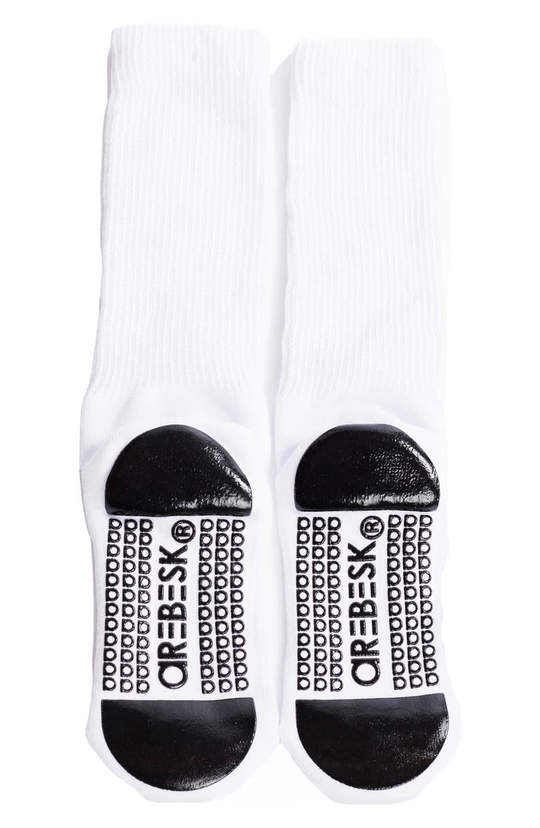 Arebesk Seashell Slouchy Grip Crew Socks, Alternate, color, White