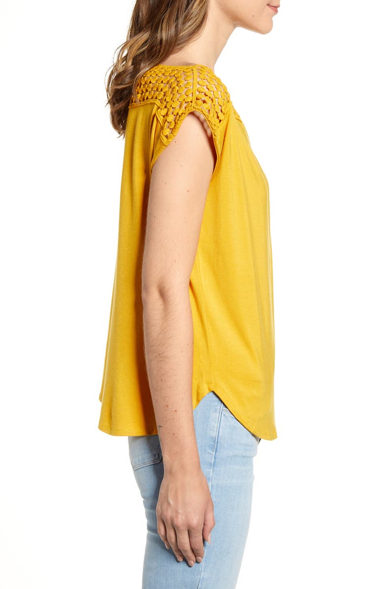 Loveappella Crochet Yoke Top, Alternate, color, 