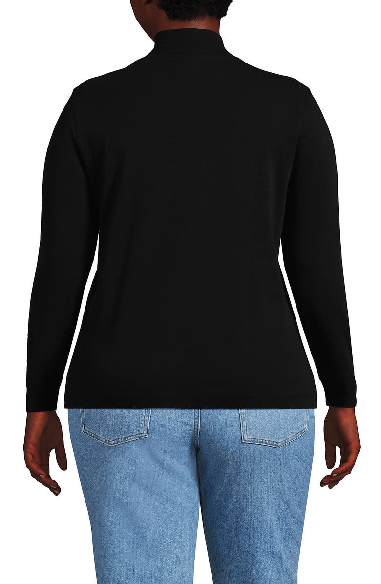 Lands' End Relaxed Cotton Long Sleeve Mock Turtleneck, Alternate, color, Black