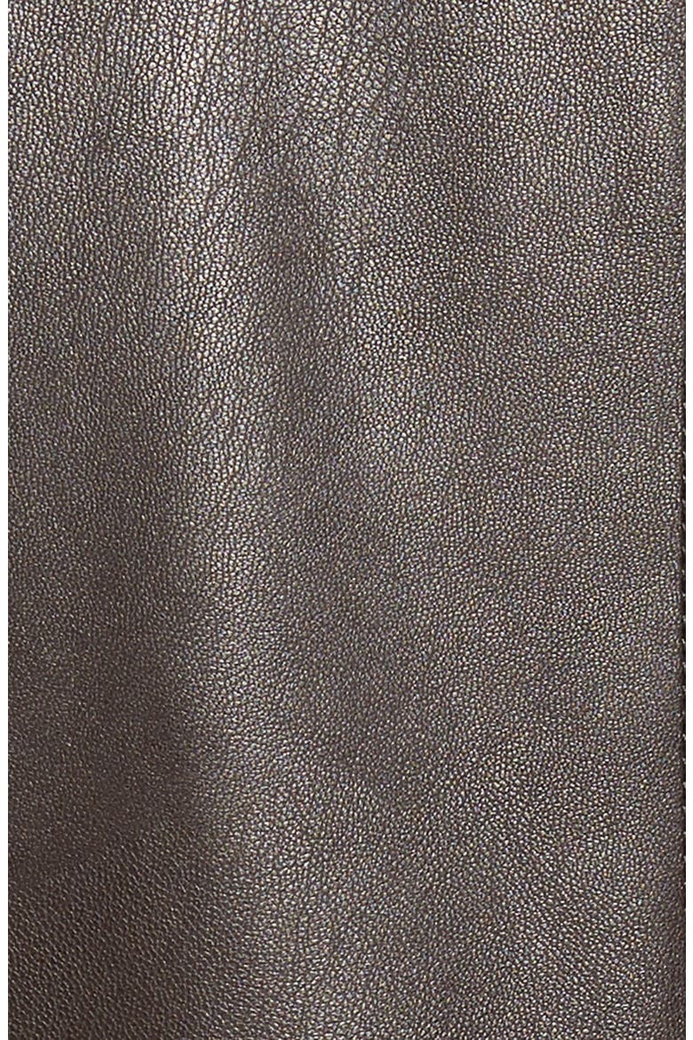Cole Haan Collared Open Bottom Faux Leather Jacket, Alternate, color, DARK BROWN