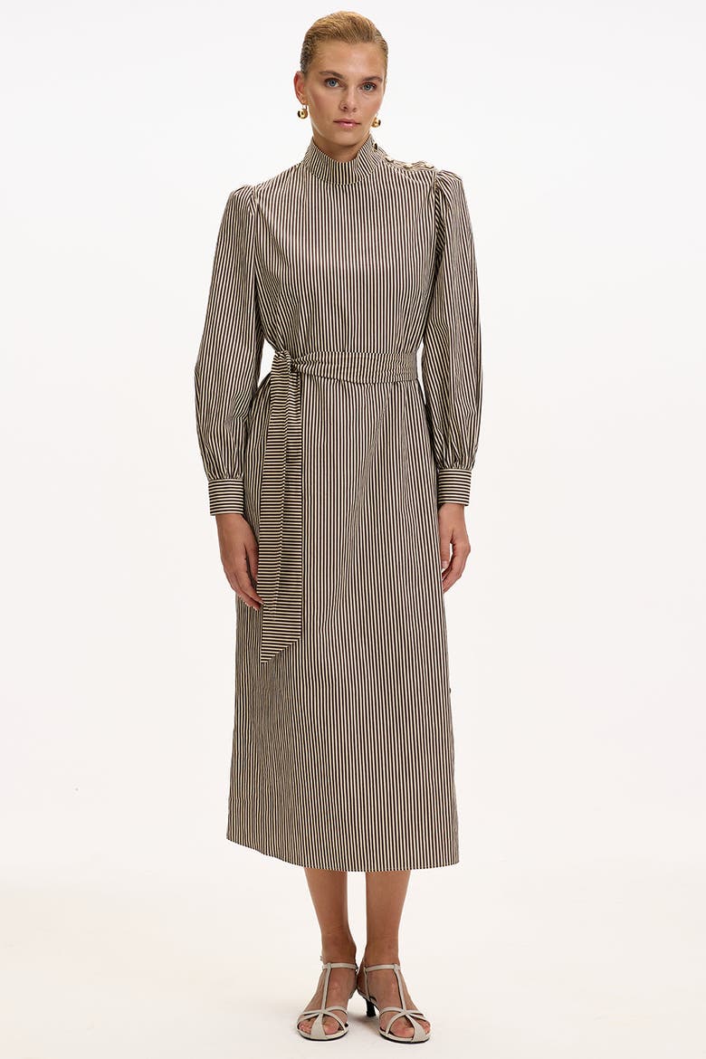 Kaitlin Midi Dress, Alternate, color, BROWN-BEIGE