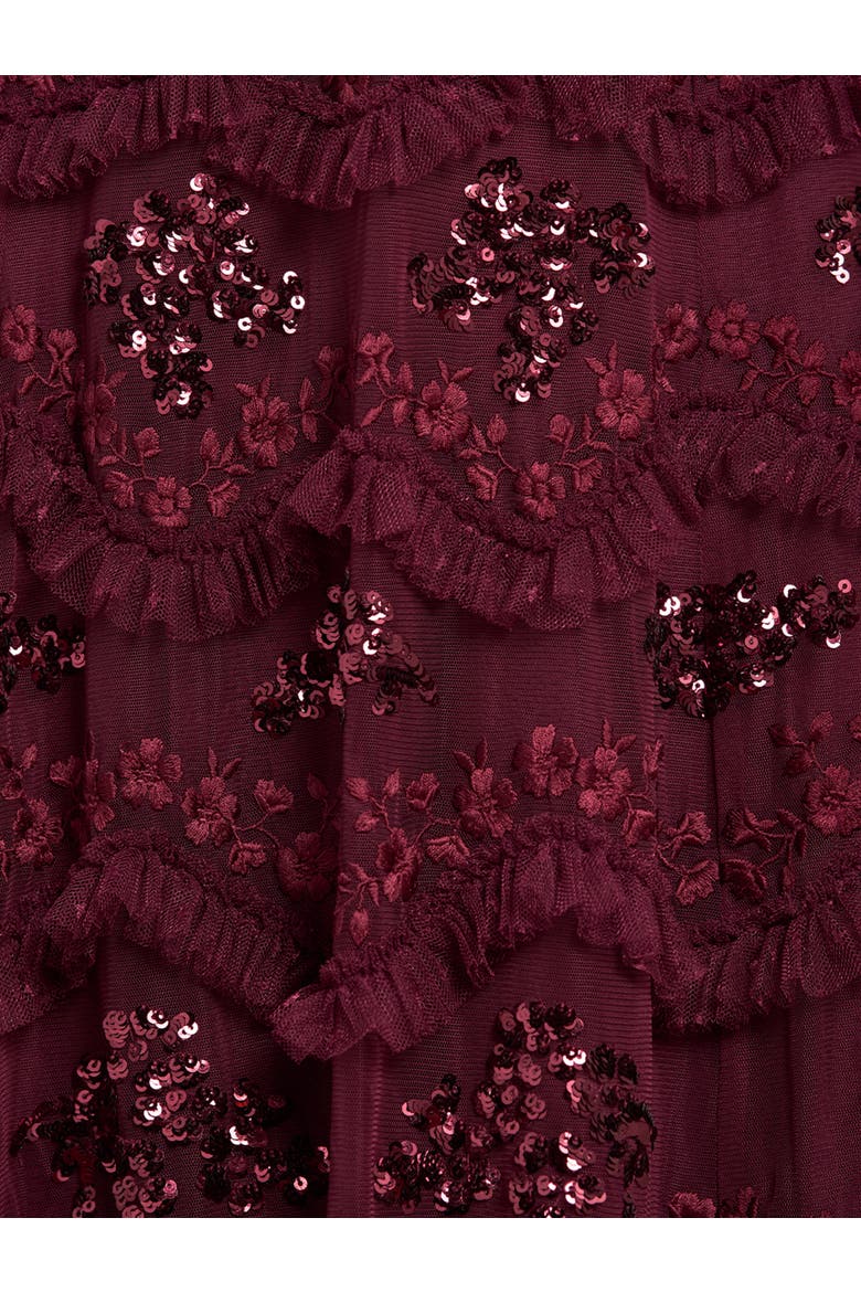 Daisy Wave Ankle Gown, Alternate, color, Claret
