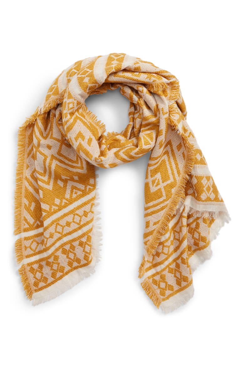 Geometric Jacquard Scarf, Alternate, color, MYSTIC YELLOW MULTI