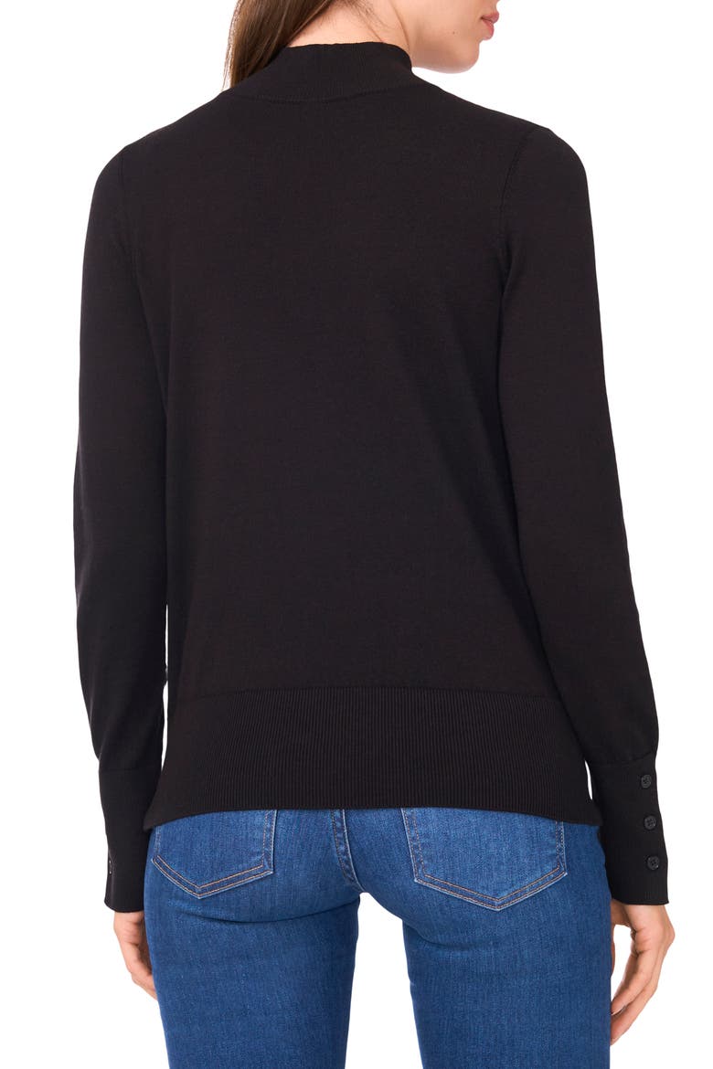Button Cuff Turtleneck Sweater, Alternate, color, RICH BLACK