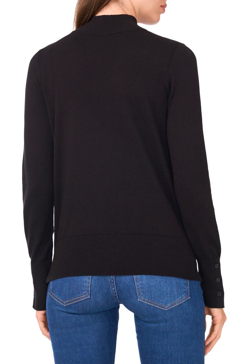 Halogen<sup>®</sup> Button Cuff Turtleneck Sweater, Alternate, color, Rich Black
