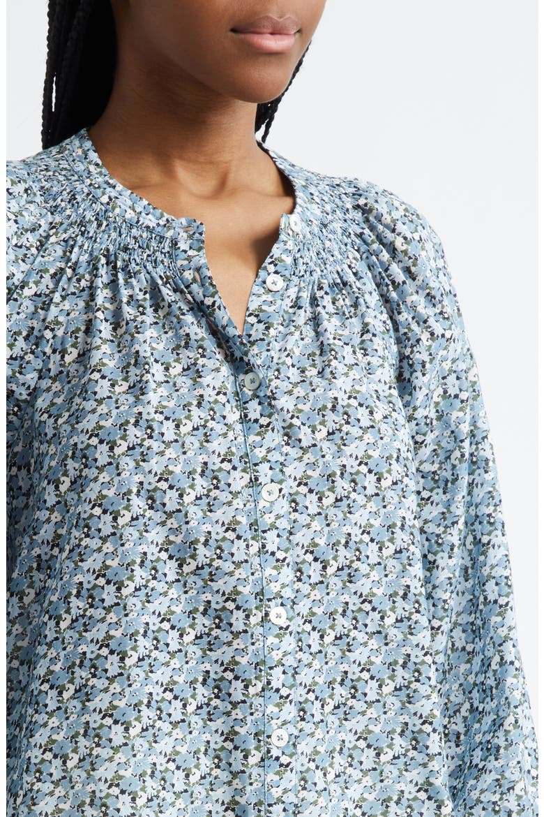 Madge Floral Cotton Blend Button-Up Shirt, Alternate, color, LAKE MIST MULTI