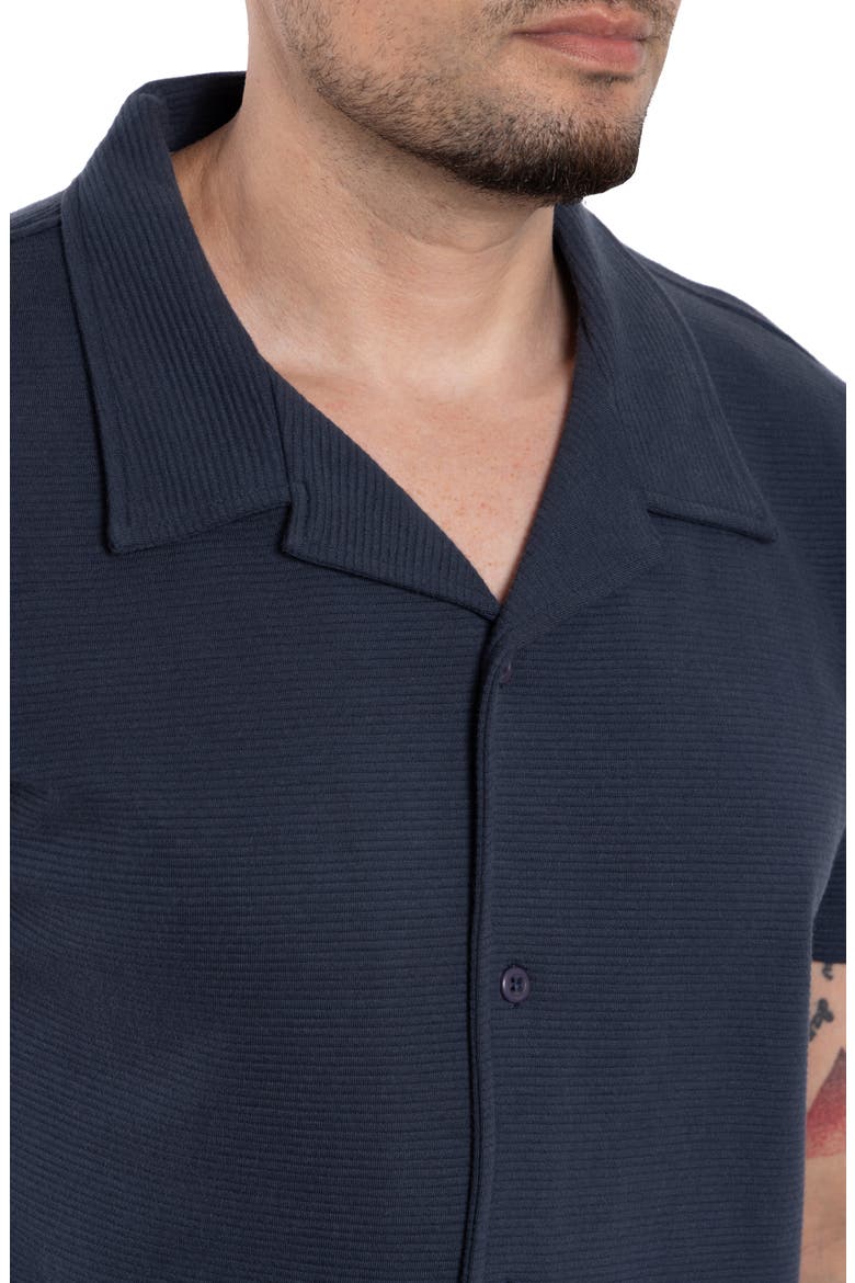 Classic Fit Textured Knit Camp Shirt, Alternate, color, DUSTY INK BLUE