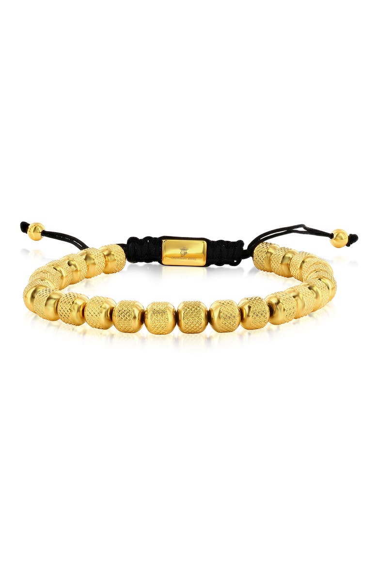 Men's Textured Beaded Slide Bracelet, Main, color, GOLD