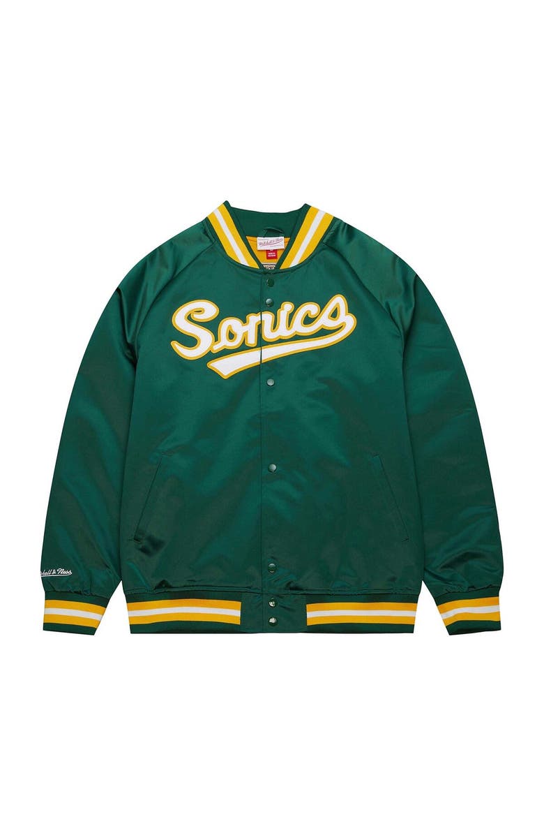 Men's Mitchell & Ness Green Seattle SuperSonics Hardwood Classics  Throwback Wordmark Raglan Full-Snap Jacket, Alternate, color, Green