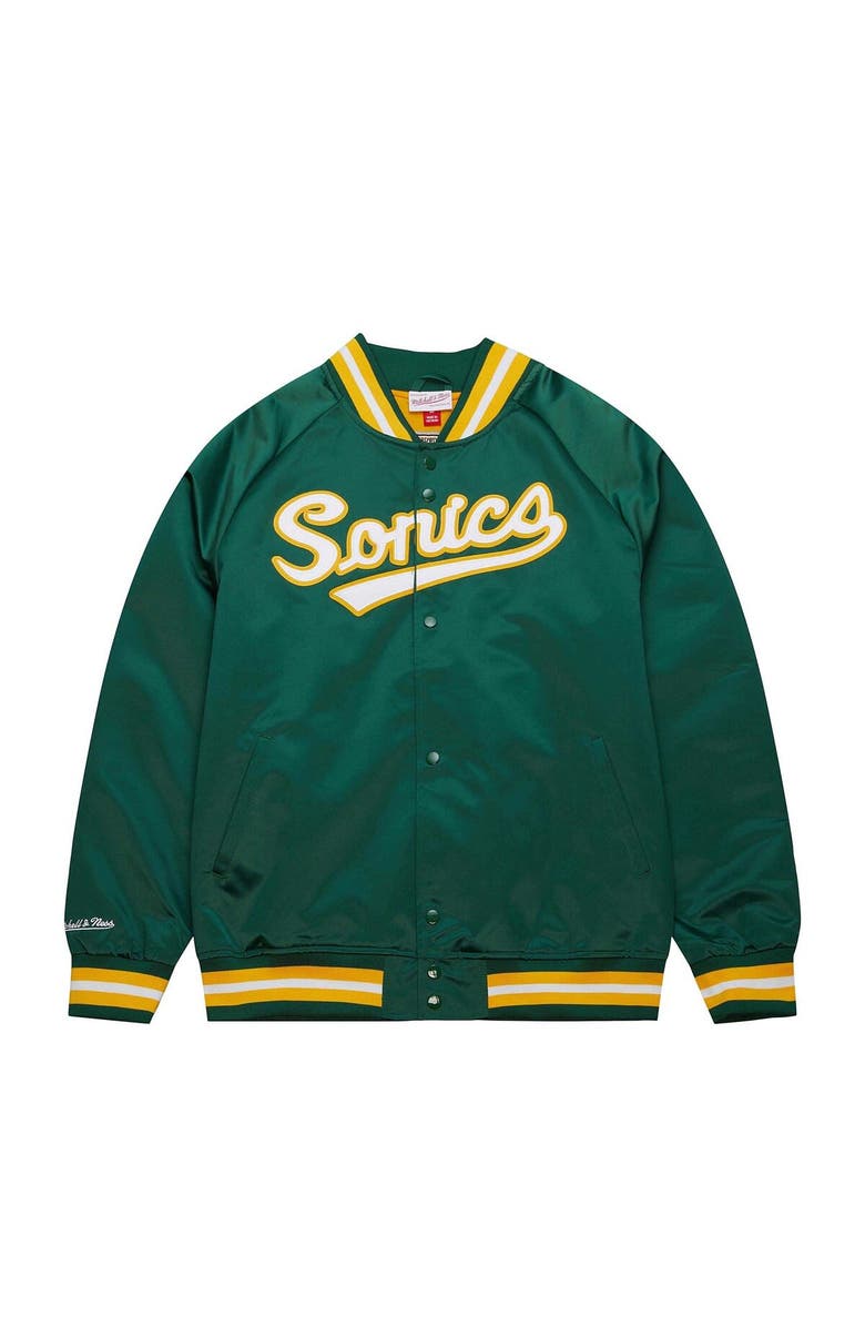 Mitchell & Ness Men's Mitchell & Ness Green Seattle SuperSonics Hardwood Classics  Throwback Wordmark Raglan Full-Snap Jacket, Alternate, color, 