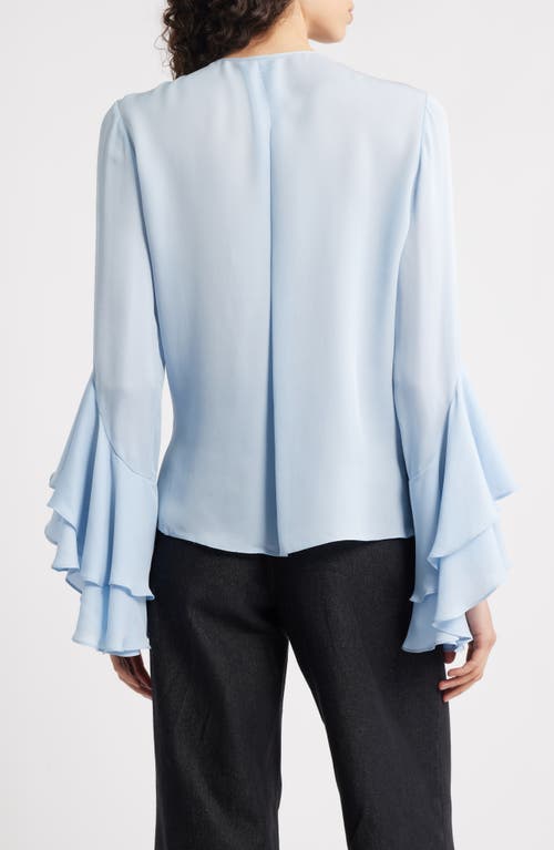 Kobi Halperin Turner Cascading Ruffle Silk Shirt In Blue