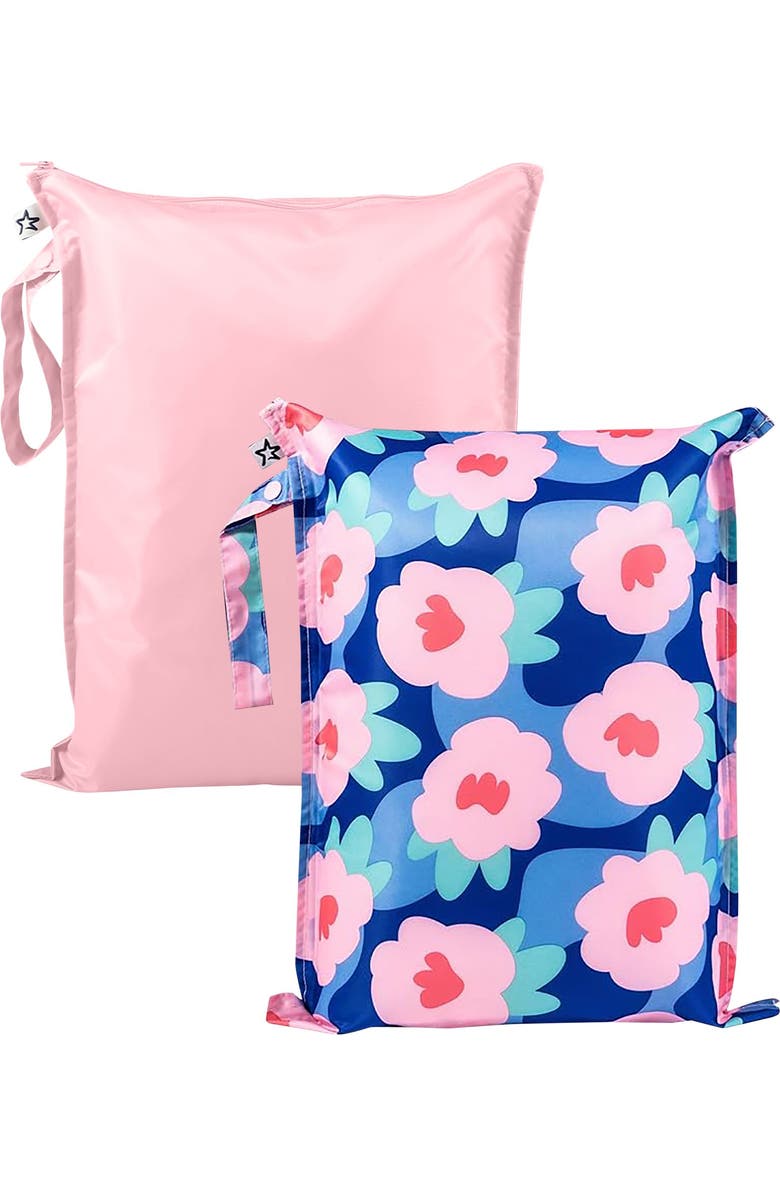 Tiny Twinkle Mess-Proof Waterproof Washable Baby/Toddler Wet Bags - Solids, Main, color, Blue Floral