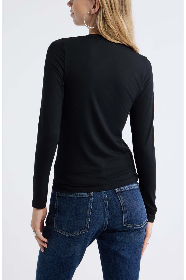 Twist Neck Long Sleeve Top, Alternate, color, BLACK