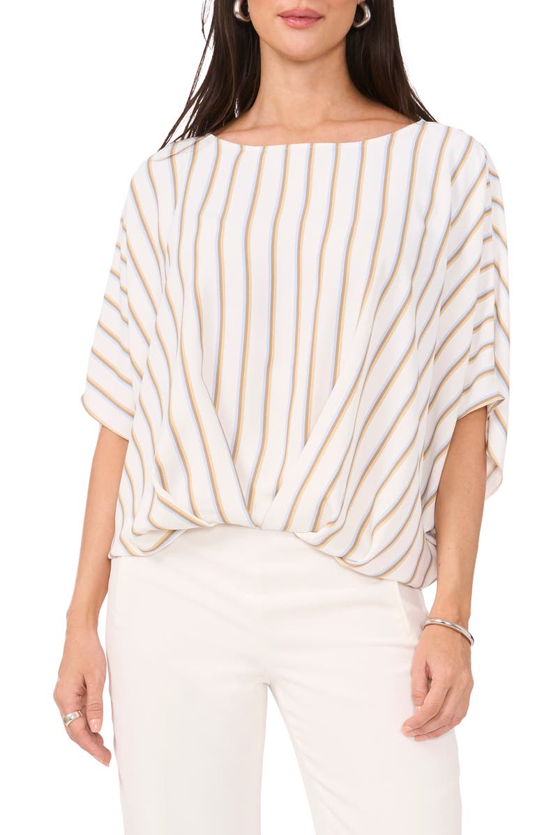Vince Camuto Stripe Blouson Top, Main, color, New Ivory