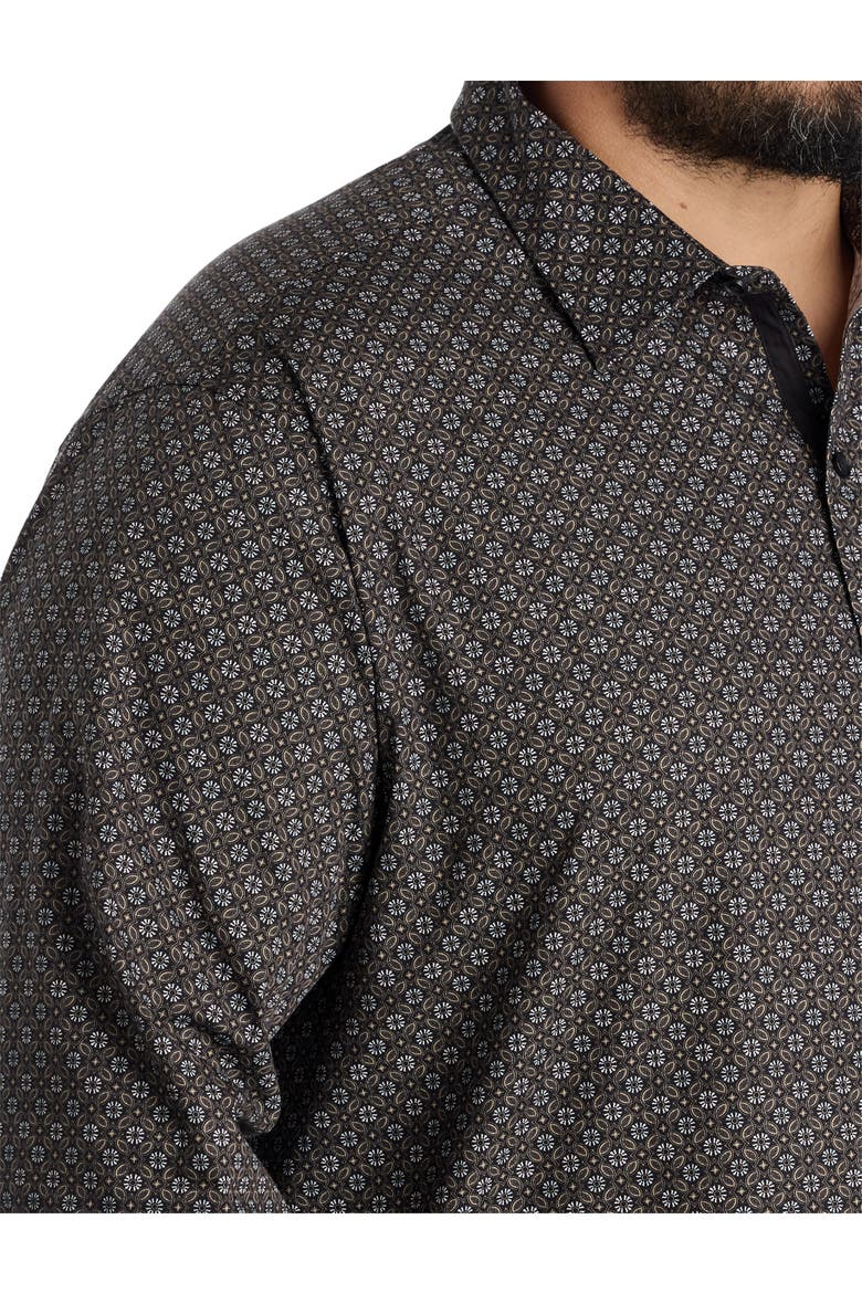 Big & Tall Medallion Print Sport Shirt, Alternate, color, BLACK MULTI