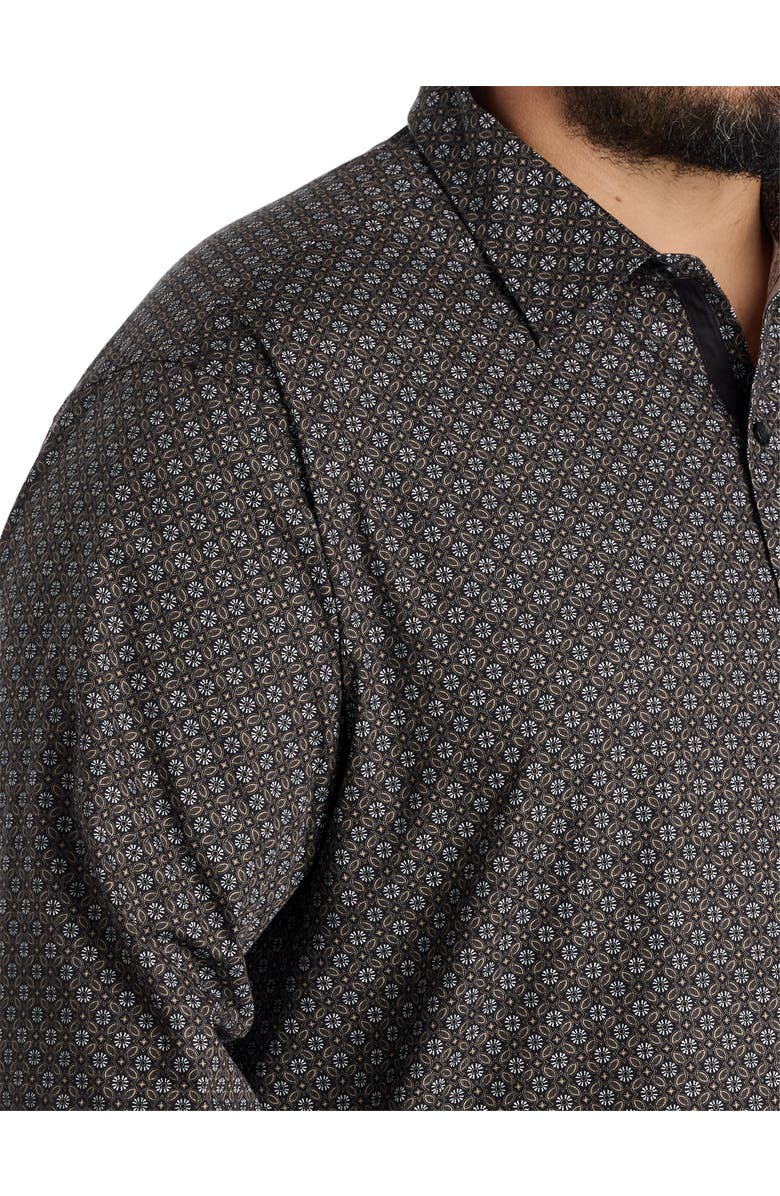 Synrgy by DXL Big & Tall Medallion Print Sport Shirt, Alternate, color, Black Multi