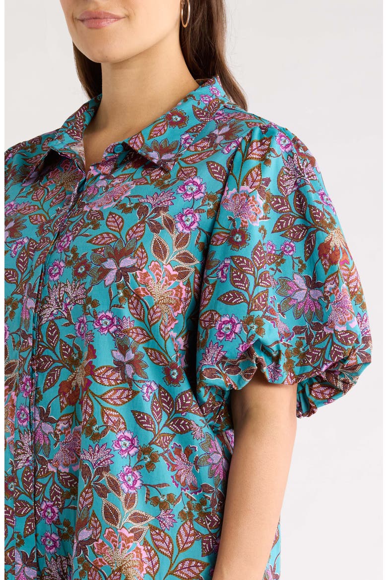Stacci Bubble Hem Shirtdress, Alternate, color, TEAL MULTI