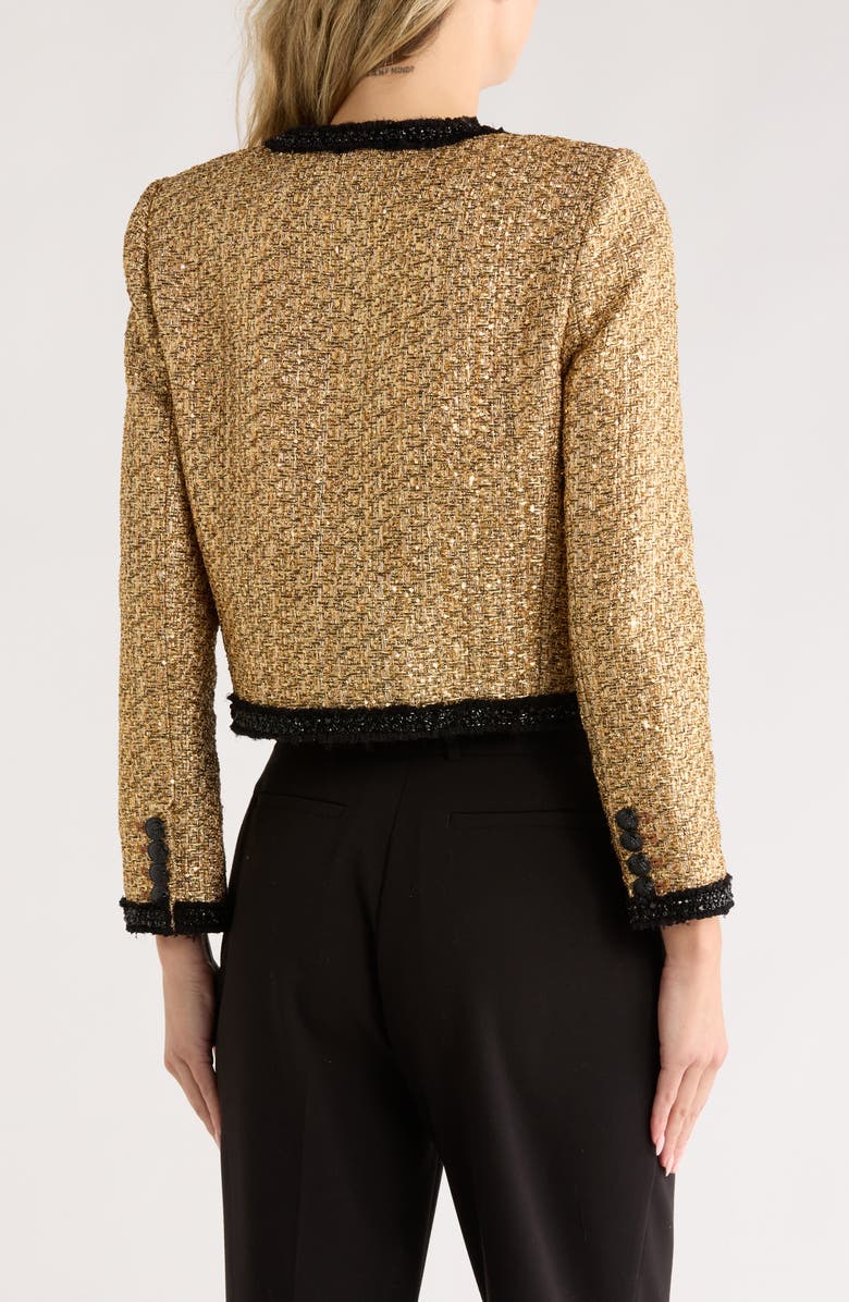 Alice + Olivia Landon Cropped Boxy Jacket, Alternate, color, Gold