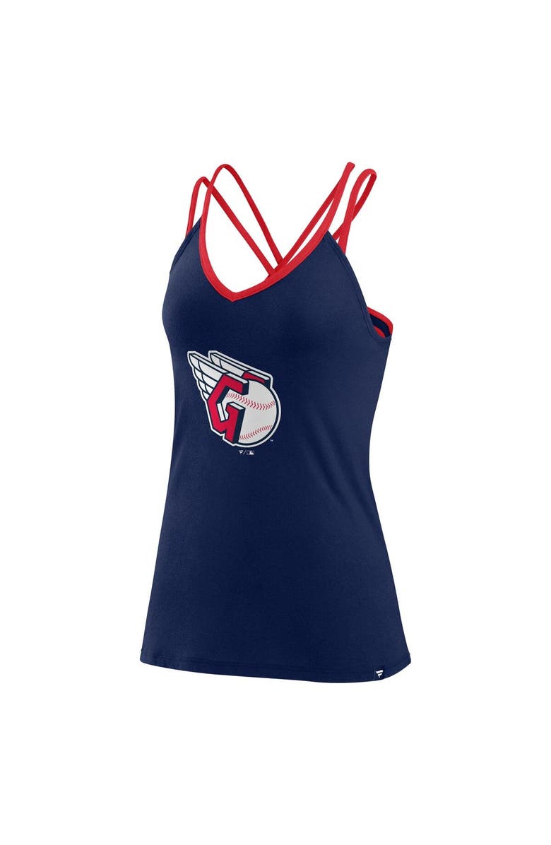 FANATICS Women's Fanatics Branded Navy Cleveland Guardians Barrel It Up Cross Back V-Neck Tank Top, Alternate, color, 