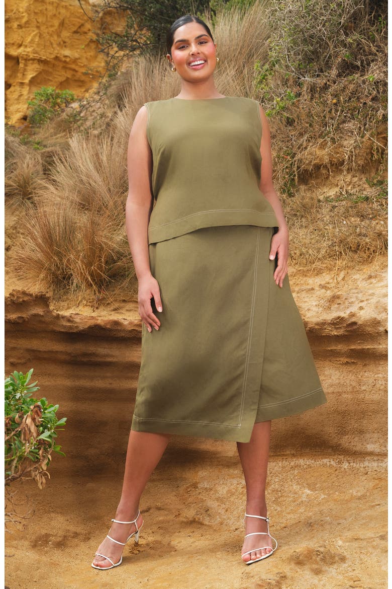 Sonnet Wrap Skirt, Alternate, color, FERN