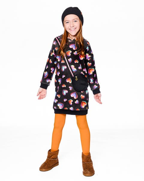 Hooded Fleece Dress with Trompe-L'oeil Bag Detail (Little Kid & Big Kid)