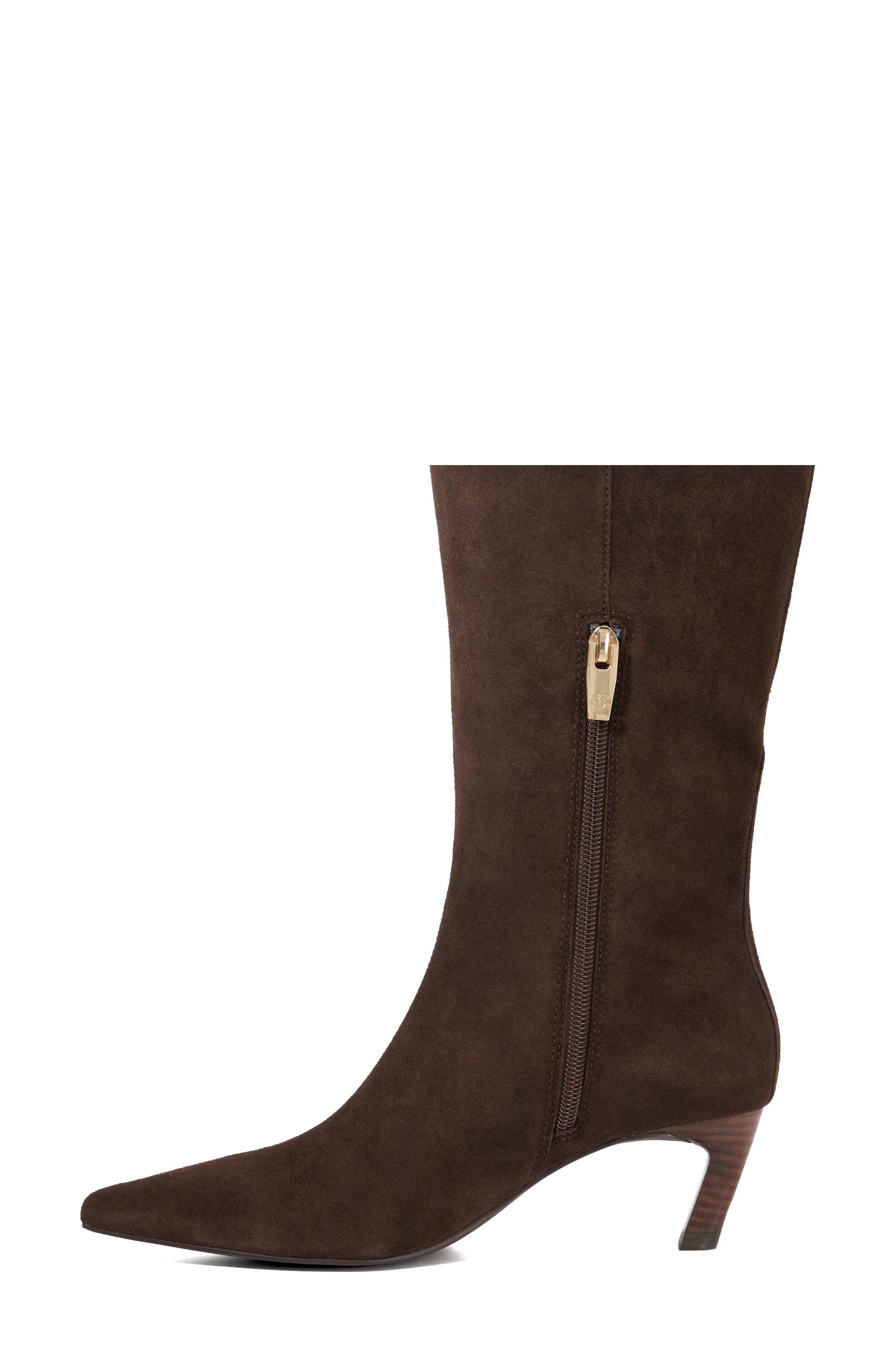Dune London Siana Pointed Toe Knee High Boot, Alternate, color, Brown