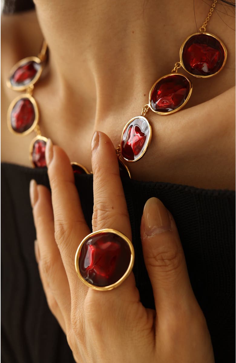 RETRO CHIC Ripple Ring, Alternate, color, Red & Gold