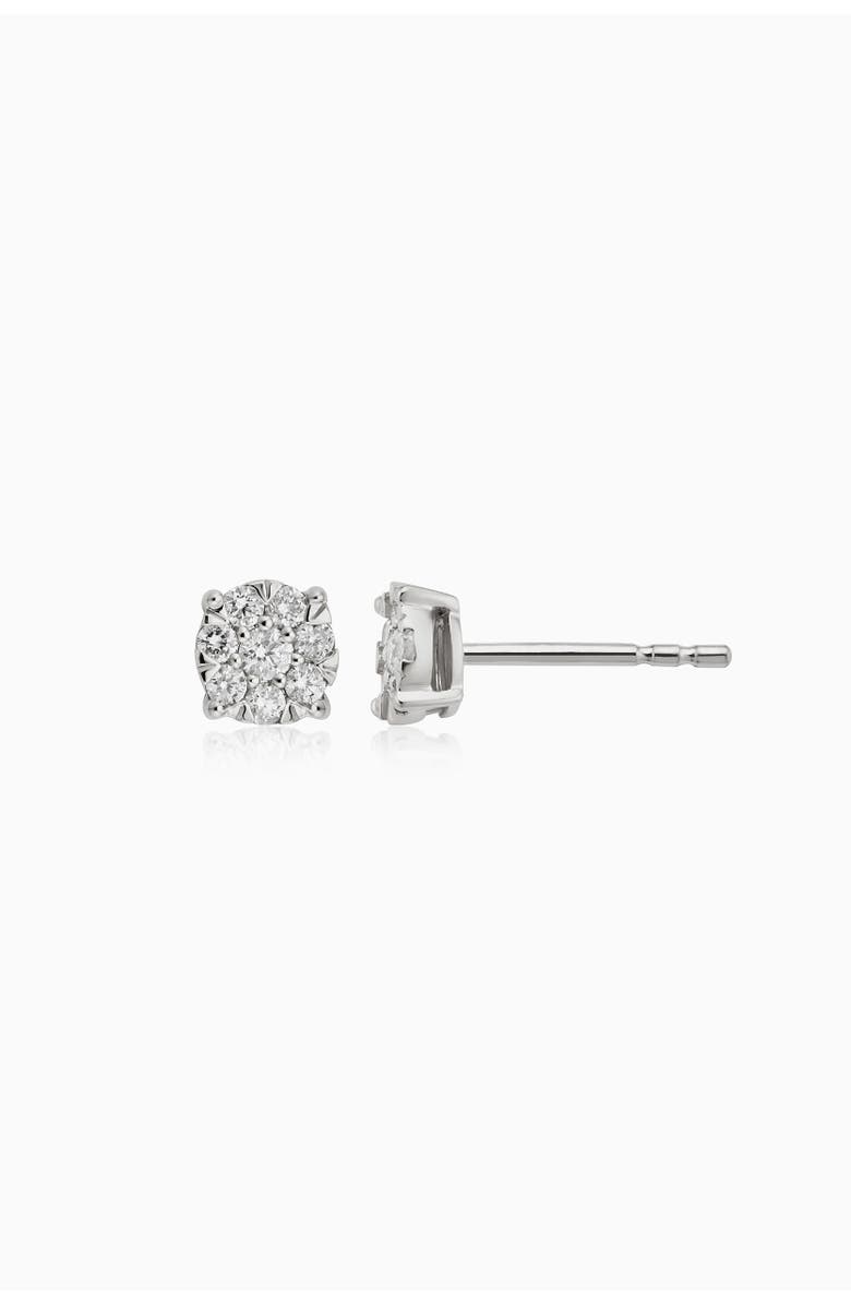 Oradina 14K Gold Blossom Diamond Studs, Main, color, White Gold - Diamonds