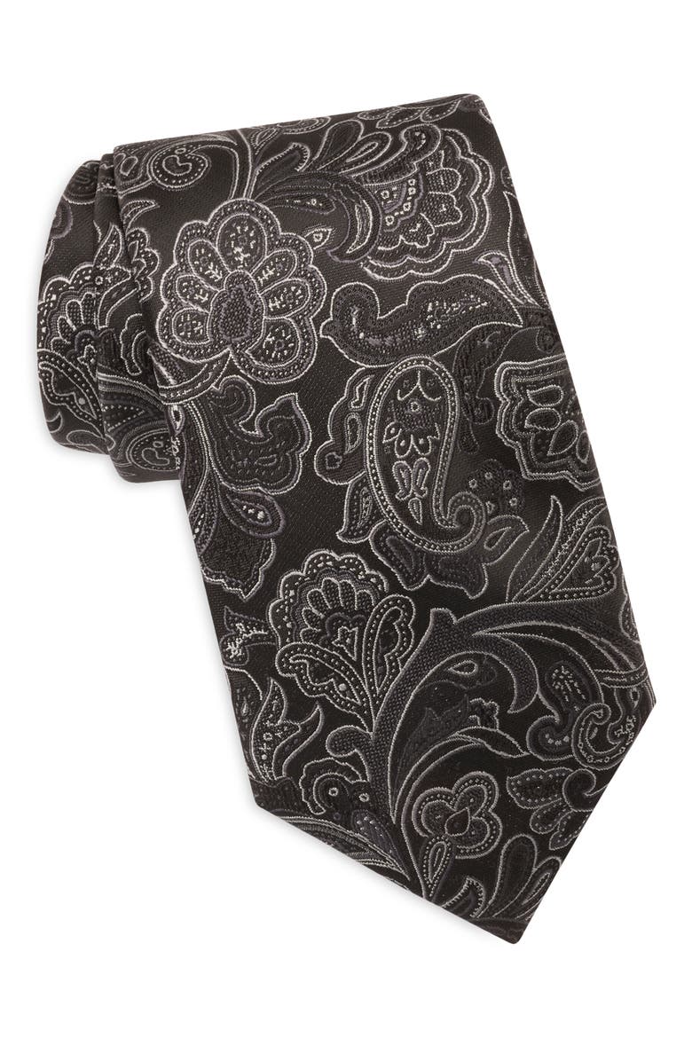 Surmer Paisley Tie, Main, color, BLACK
