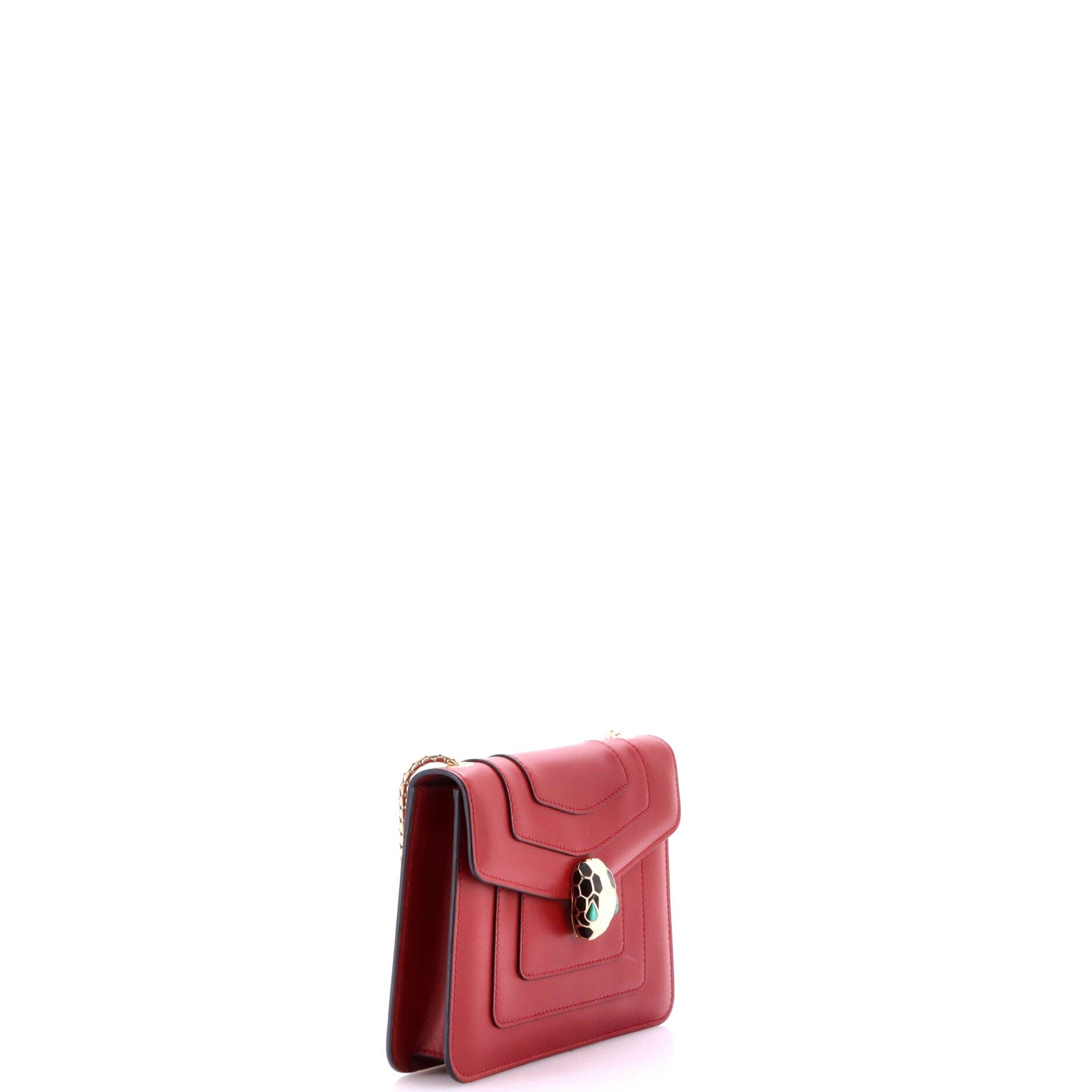 Serpenti Forever Square Shoulder Bag Leather Small, Alternate, color, Red