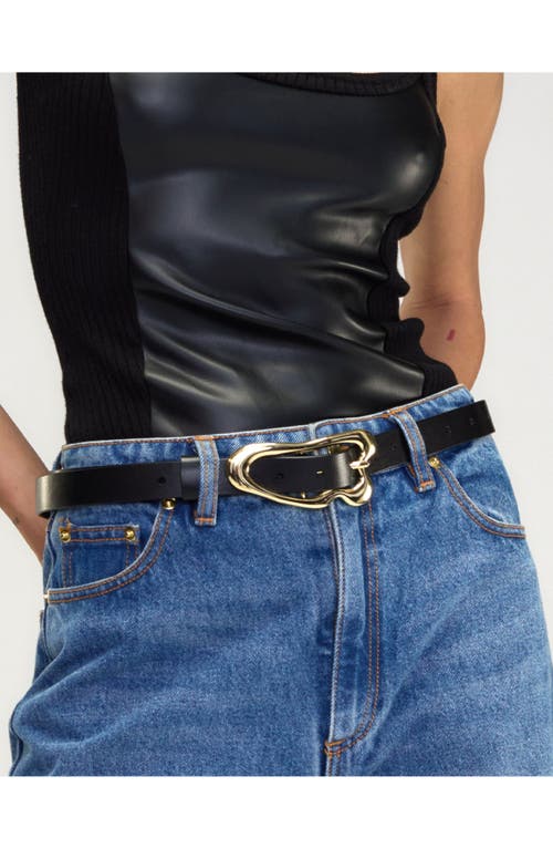 Cynthia Rowley Signature Thin Buckle Belt In Black