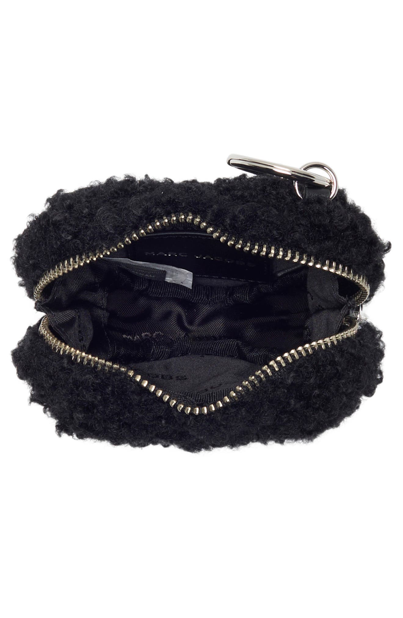 Faux Fur Pouch Bag Charm, Alternate, color, BLACK