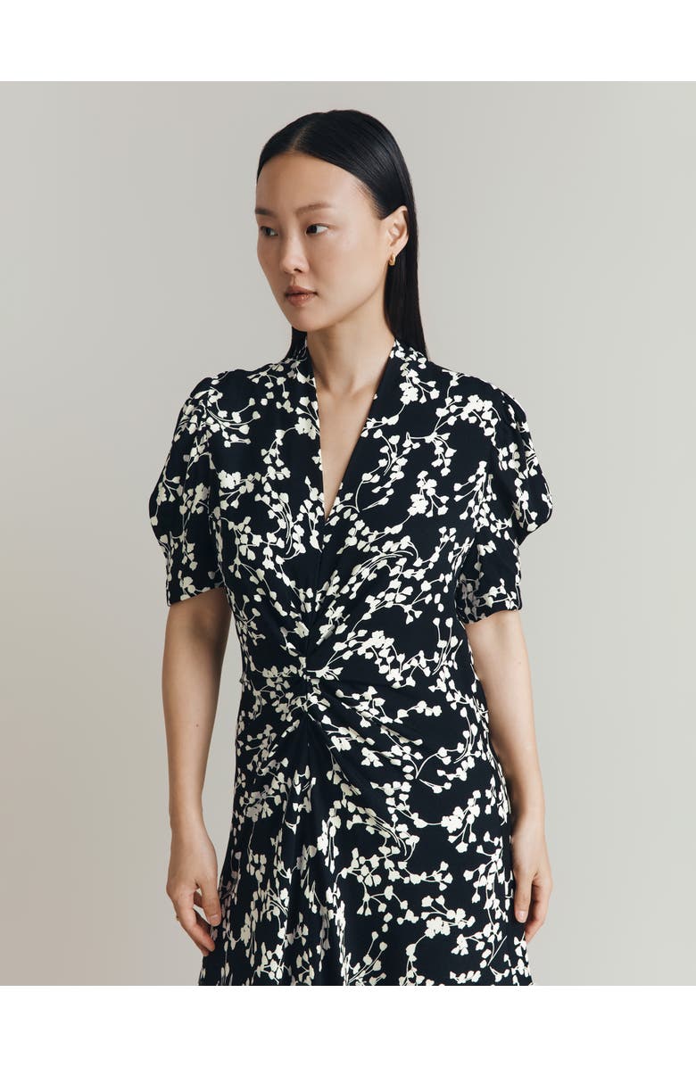 Ghost London Capri Crepe Floral Midi Dress, Alternate, color, Mono Trailing Florals