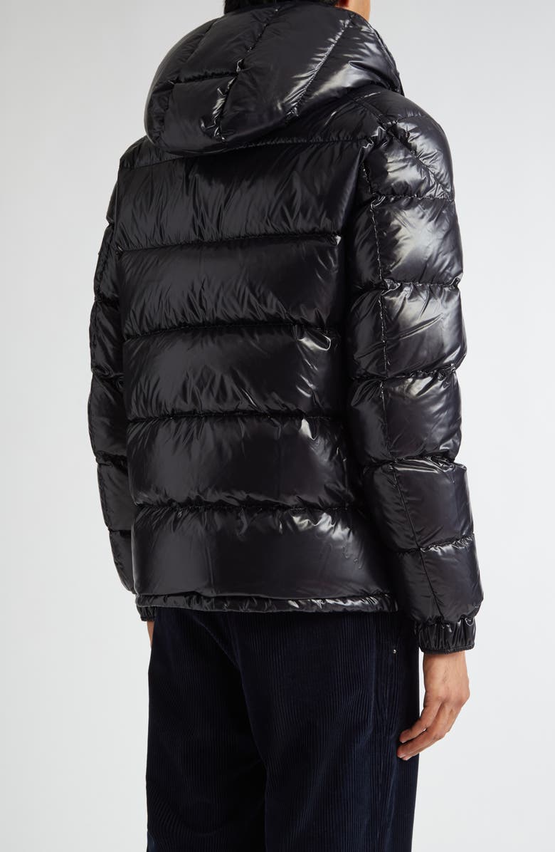 Moncler Maya Lacquered Nylon Down Jacket, Alternate, color, Black/Black