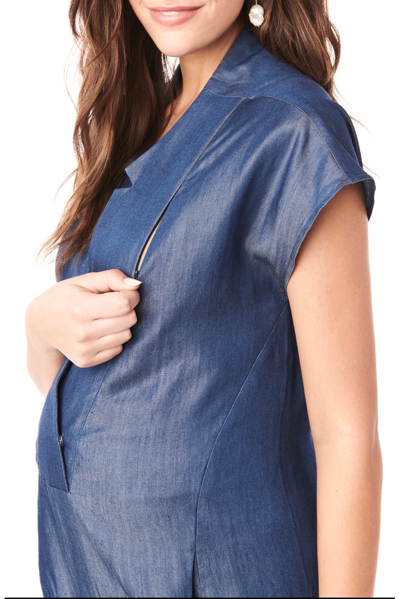 Celia Maternity/Nursing Jumpsuit, Alternate, color, BLUE DENIM