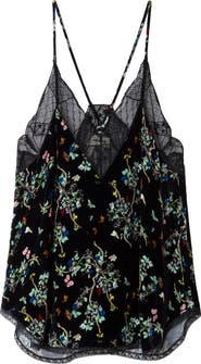 Zadig & Voltaire Christy Velvet Blossom Lace Trim Camisole