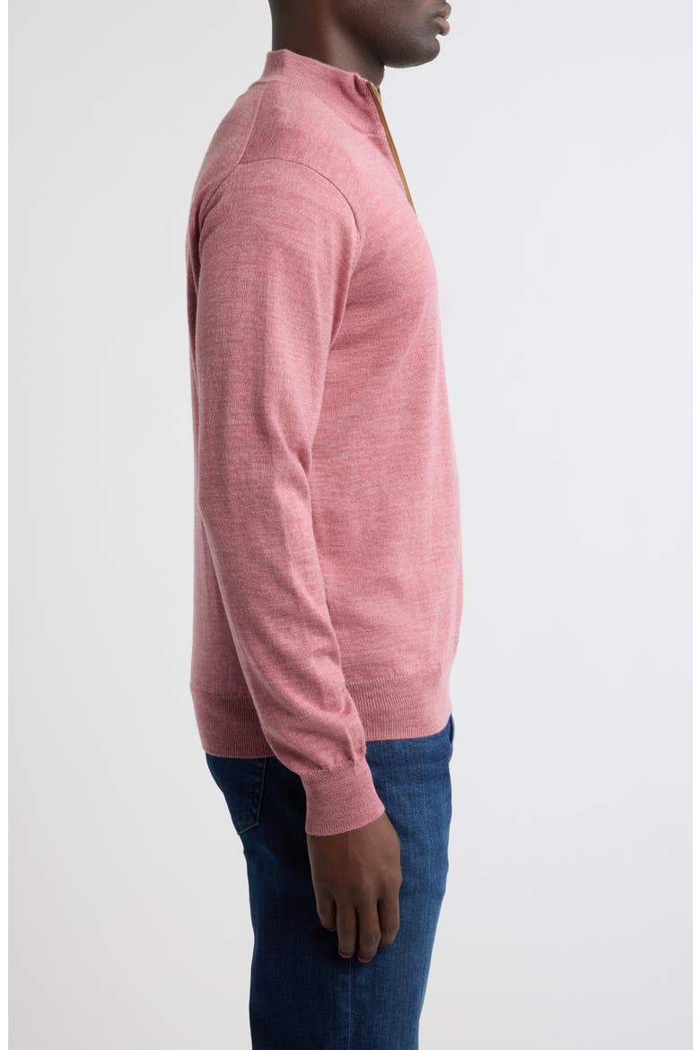 Autumn Crest Suede Trim Quarter Zip Sweater, Alternate, color, DUSTY ROSE