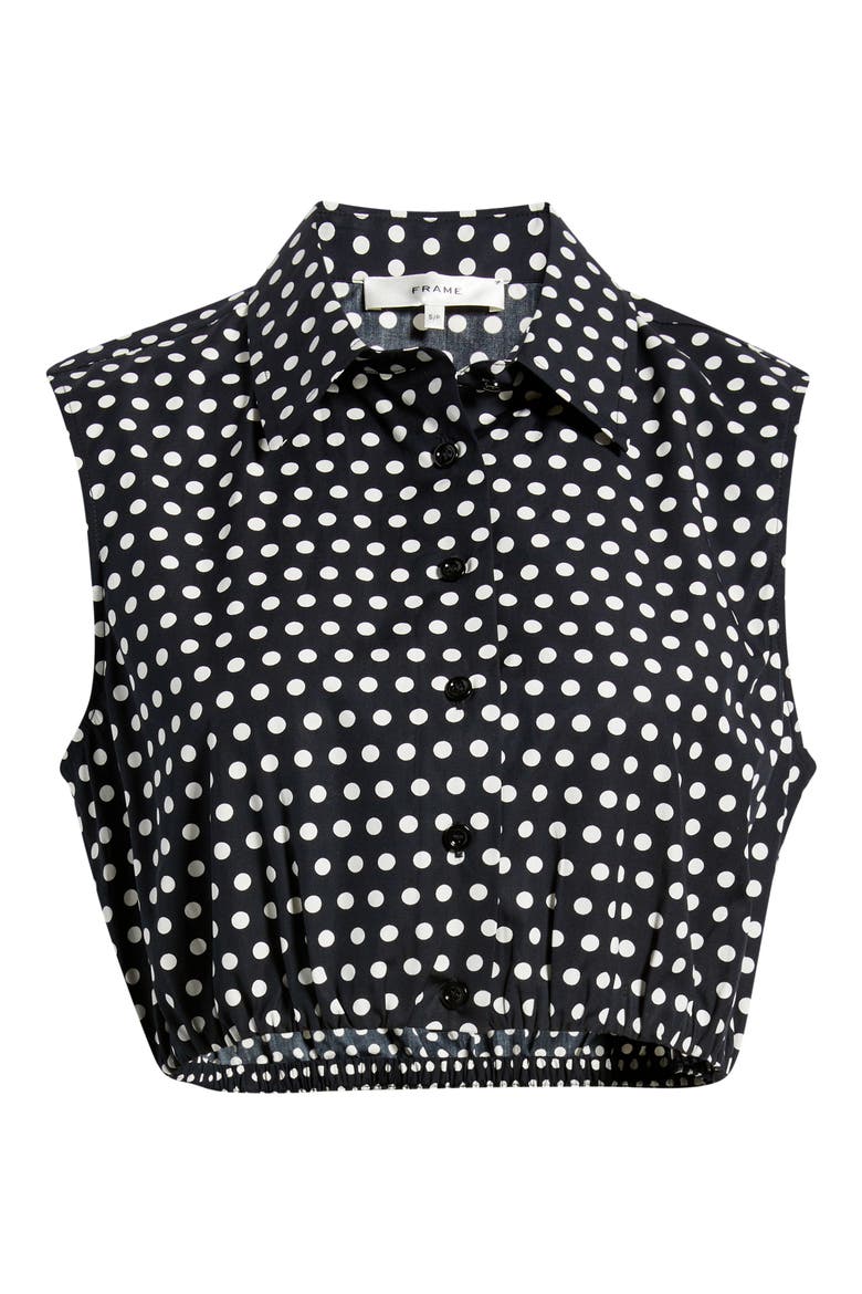 The Polka Dot Sleeveless Crop Shirt, Alternate, color, BLACK MULTI