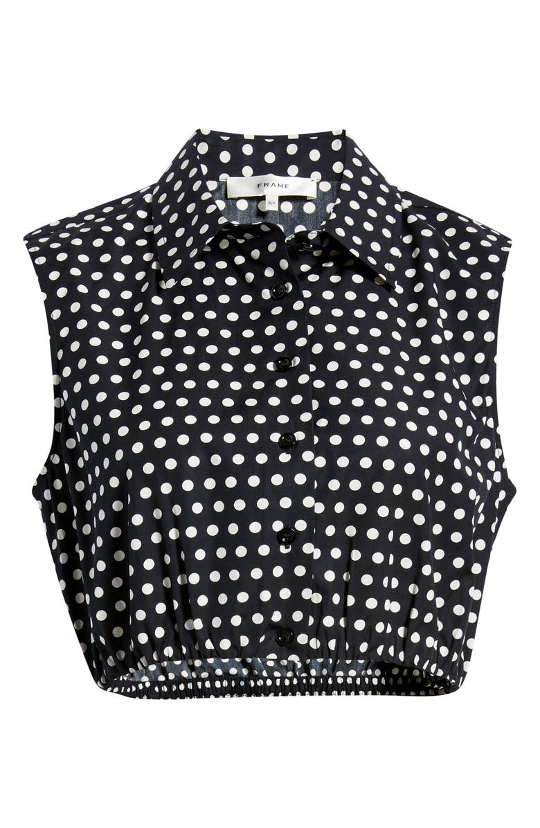 FRAME The Polka Dot Sleeveless Crop Shirt, Alternate, color, Black Multi