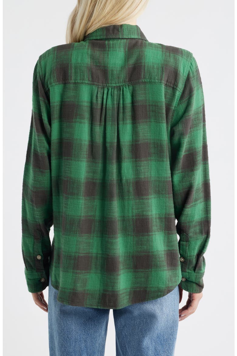 Clyde Plaid Coton Flannel Button-Up Shirt, Alternate, color, GREEN BUFFALO CHECK