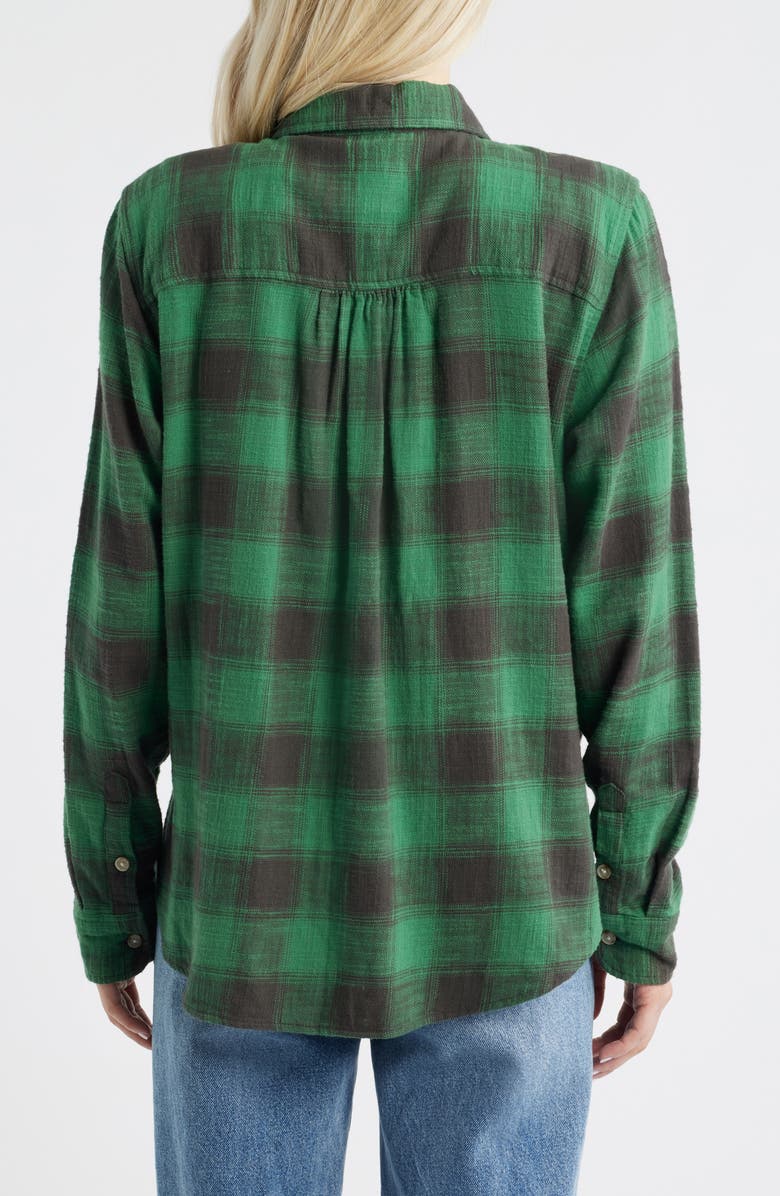 Lucky Brand Clyde Plaid Coton Flannel Button-Up Shirt, Alternate, color, Green Buffalo Check
