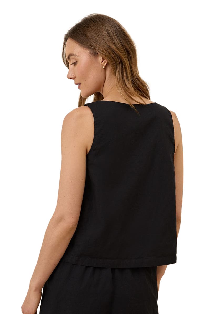 Pact Canopy Linen Square Neck Tank Made with Organic Cotton, Alternate, color, Black