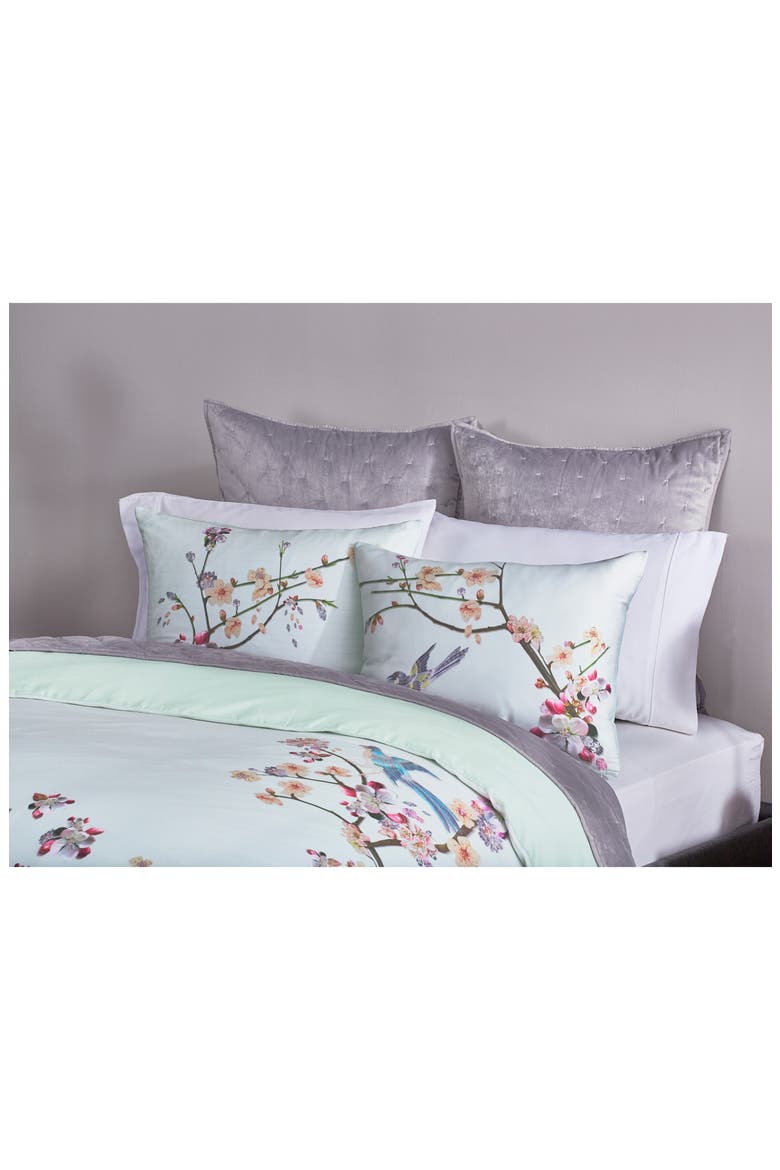 Cherry Blossom Print Duvet Cover & Sham Set, Alternate, color, MINT