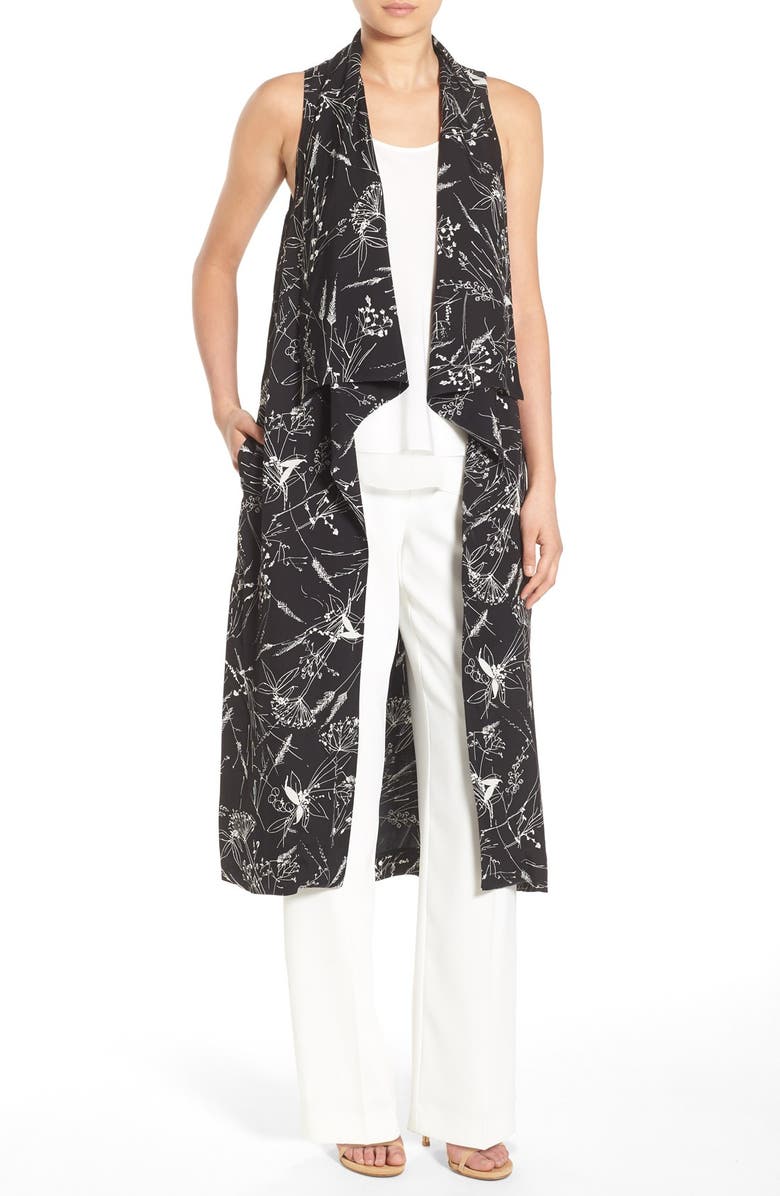 Chelsea28 Olivia Palermo + Chelsea28 Floral Print Long Vest, Main, color, 