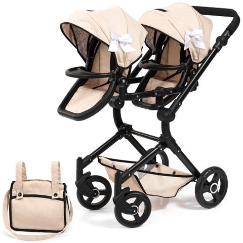Doll Pram Twin Neo, Seats 2 Dolls Up to 18 Inches, Kid 3+