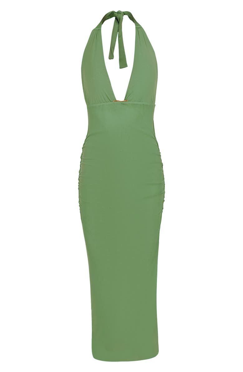 ViX Paula Hermanny Salma Halter Semisheer Stretch Mesh Body-Con Cover-Up Dress, Alternate, color, Green