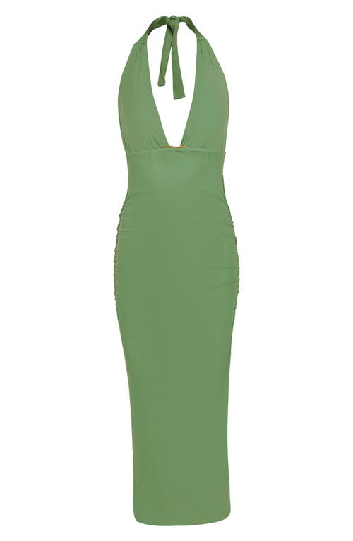 Vix Paula Hermanny Salma Halter Semisheer Stretch Mesh Body-con Cover-up Dress In Green